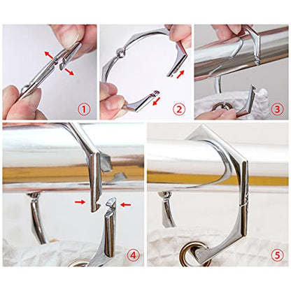 Shower Rings, Shower Curtain Rings for Bathroom, Rustproof Zinc Shower Curtain Hooks Rings, Set of 12 (Chrome) - color: Chrome
