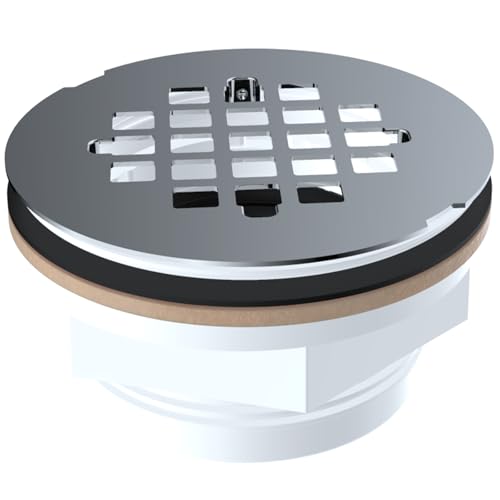 (1 Pack) Yariwiz 2" No-Caulk Snap-in Round Floor Shower Drain for Shower Pan with 4-1/4" Stainless Steel Round Grid Cover