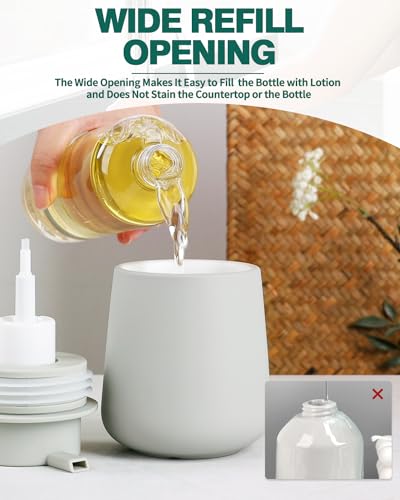 Bosilunlife 12Oz Ceramic Foam Soap Dispenser for Bathroom Kitchen Counter | Premium countertop foam pump creates delicate dense foam, stable desktop placement, Rubber Paint Light Grey - color: Rubber Light Grey