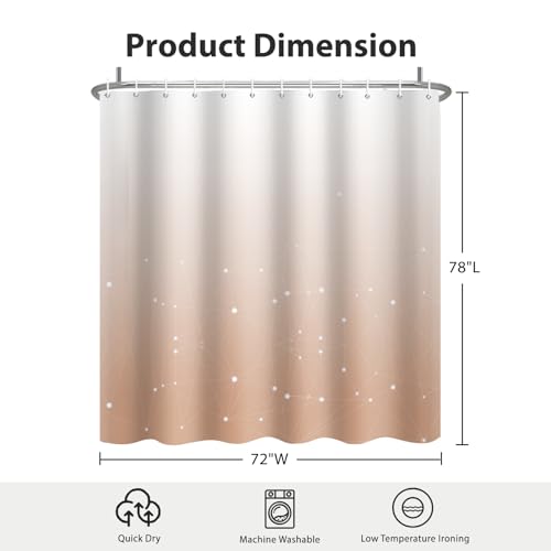 Peach Pink and White Ombre Shower Curtain, Cloth Waterproof Geometric Shower Curtains Set for Bathroom, Machine Washable Bathroom Curtain with 12 Hooks, 72x78 Inches - color: Ombre Geometric - Peach Pink, size: 72"W x 78"L (Pack of 1)