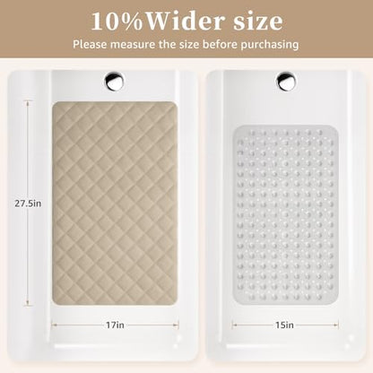 Yolife Bathtub Shower Mat Non Slip, Natural Rubber Bath Tub Floor Liner Mats with Strong Suction Cups for Inside Shower Bathroom, Machine Washable, Soft on Feet, 27.5 x 17 Inch, Brown - color: Brown