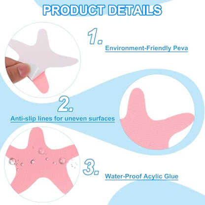 PATIKIL Bathtub Non Slip Stickers 3.86x3.86 Inch, 6 Pack Starfish Safety Shower Floor Anti Slip Stickers with Adhesive Decals Scraper for Bath Tub Shower Floor Stair, Pink - color: Pink