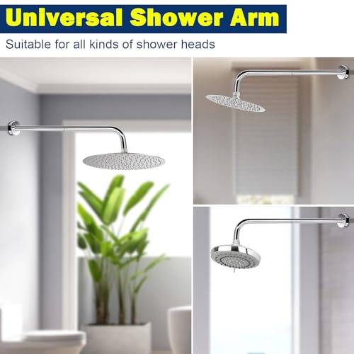NearMoon Shower Arm, Extra Extension Arm with Flange, Stainless Steel Wall-Mounted Showerhead Extender Pipe (20 Inch, Chrome Finish) - color: Chrome Finish, style: 20 Inch