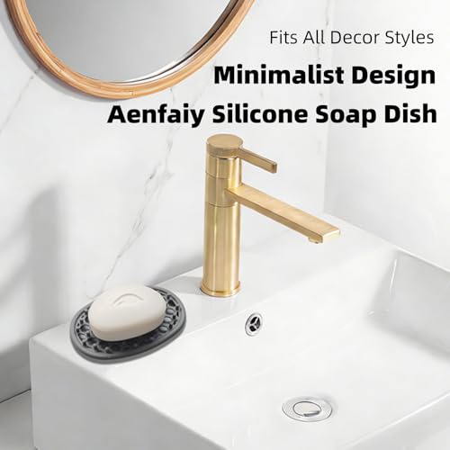 2 Pack Soap Dish for Shower, Non-Slip Silicone Bar Soap Holder with Efficient Drainage Holes for Bathroom Sink, Self Draining Soaps Saver Pad for Shower Niche, Shelf (Gray- 2Pcs) - color: Gray- 2pcs