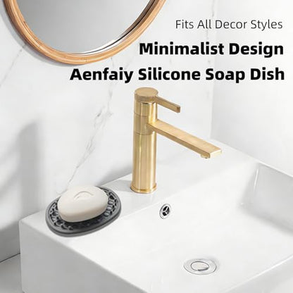 2 Pack Soap Dish for Shower, Non-Slip Silicone Bar Soap Holder with Efficient Drainage Holes for Bathroom Sink, Self Draining Soaps Saver Pad for Shower Niche, Shelf (Gray- 2Pcs) - color: Gray- 2pcs