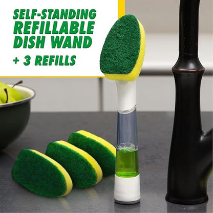 Libman Dishmatic I-Stand Dish Wand Kit, Scrub Brush, 3 Sponge Refills - style: Dish Wand Kit