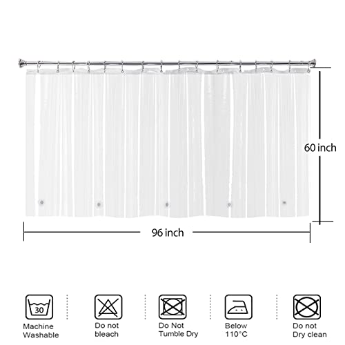 Extra Wide 108 inch Shower Curtains, XL Shower Curtain Liner 84 inches Long, Clear Waterproof Peva Plastic Liner for Clawfootub Bathtub, 108x84 with 5 Magnets | Transparent Waterproof Peva Vinyl Liner XL for Clawfootub Bathtub with 5 Magnets and S/Steel H
