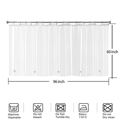 Extra Wide 108 inch Shower Curtains, XL Shower Curtain Liner 84 inches Long, Clear Waterproof Peva Plastic Liner for Clawfootub Bathtub, 108x84 with 5 Magnets | Transparent Waterproof Peva Vinyl Liner XL for Clawfootub Bathtub with 5 Magnets and S/Steel H