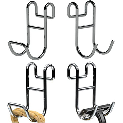 Shower Caddy Hooks, Razor Hanger for Shelf and Loofah (Silver - 2 Closed 2 Open) - color: Silver - 2 Closed 2 Open