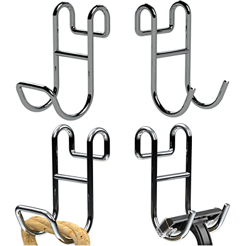 Shower Caddy Hooks, Razor Hanger for Shelf and Loofah (Silver - 2 Closed 2 Open) - color: Silver - 2 Closed 2 Open