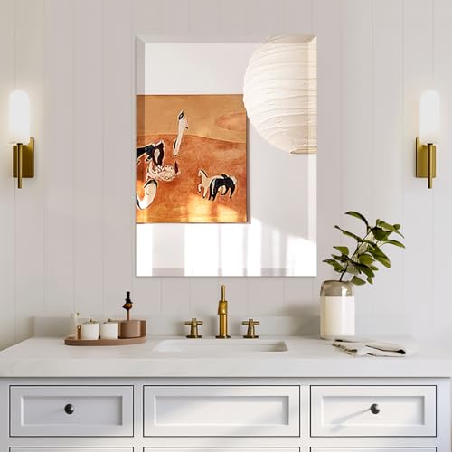 Beveled Mirror 24x32 Frameless Bathroom Wall Mirror Shatterproof | Modern Wall Mount Vanity Mirror, Hangs Horizontally or Vertically, for Over Sink, Living Room, Bedroom, Upgraded Packing - size: 32"L x 24"W