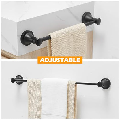 Towel Racks for Bathroom Wall Mounted Bath Towel Bar Matte Black | Adjustable 16-26 In, Wall Mounted Towel Holder, Stainless Steel, Rustproof, Towel Bar Rod Hanger Hardware Accessories Hotel - color: Matte Black