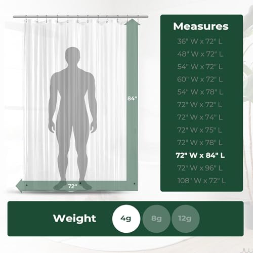 Clear Shower Curtain Liner with Side Suction Cups, Premium PEVA Plastic Shower Liner with 3 Magnets, Waterproof Bathroom Curtain, 72 x 84, Clear - color: 1. Clear, size: 72"W x 84"L (Pack of 1)