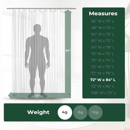 Clear Shower Curtain Liner with Side Suction Cups, Premium PEVA Plastic Shower Liner with 3 Magnets, Waterproof Bathroom Curtain, 72 x 84, Clear - color: 1. Clear, size: 72"W x 84"L (Pack of 1)