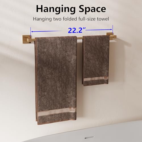Towel Bar, Adjustable 12.7inch to 23.2inch Wall Mounted Towel Rack for Bathroom, Kitchen, SUS 304 Stainless Steel Towel Rod with Square Base (Gold) - color: Gold, size: Wall-Mounted