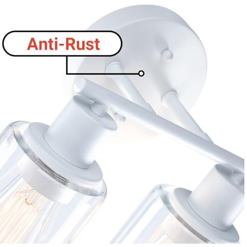 WISBEAM 2-Light Bathroom Vanity Light, White Bathroom Light Fixture with Clear Glass Shade Including E26 Medium Base, Bulb NOT Included, Vanity Light Over Mirror - color: White, size: VNT003