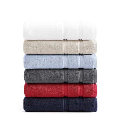 Tommy Hilfiger - Bath Towels, 100% Soft & Absorbent Plush Cotton with Zero Twist Constructions, Quick Dry and Medium Weight Bathroom Towels (Harborside Solid Red, 6 Piece) - color: Harborside Solid Red