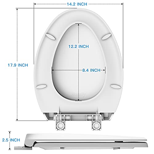 Toilet Seat Round Quick Release, Easy Installation & Release, Safe PP Material Easy Clean, Comfortable Ergonomic Design - size: Elongated-M01