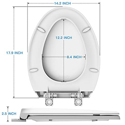 Toilet Seat Round Quick Release, Easy Installation & Release, Safe PP Material Easy Clean, Comfortable Ergonomic Design - size: Elongated-M01