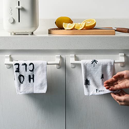 Towel Rack Over Door Towel Bar Hanging Holder ABS Bathroom Kitchen Cabinet Towel Rag Rack Shelf Hanger for Cupboard Door, 24x6x7cm, White