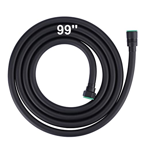 Aleasha 99 Inches Extra Long Shower Hose Attachment for Shower Head Extension - PVC Bathroom Bathing Hose Replacement With Brass Insert and Nut - color: Black, size: 99inch