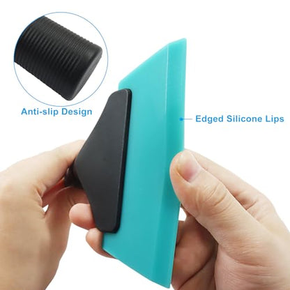5 Inch Silicone Squeegee, Light Blue | Non Slip Handle, Streak-Free Cleaning, For Car, Glass, Mirror, Shower, Door, Bathroom - color: Light Blue