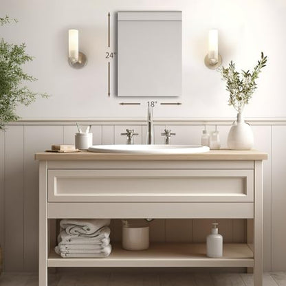Bathroom Vanity Mirror 18"x24" Frameless Wall Mirror Shatterproof | Modern Wall Mount Vanity Mirror, Hangs Horizontally or Vertically, for Over Sink, Living Room, Bedroom, Upgraded Packing - size: 24"L x 18"W