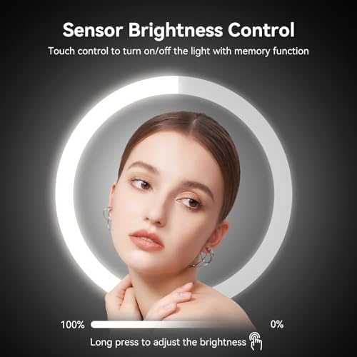 Nicesail LED 7X Make up Mirror, 8 Inch, 4000 mAh Rechargeable Chrome Finish | Mirror with Light of 3 Colors, Brightness Adjustable, Height Adjustable, Double Sided (8 Inch, 7X), Magnifying Lighted Makeup - color: Chrome-7x