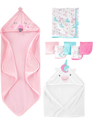 Simple Joys by Carter's baby-girls 8-piece Towel and Washcloth Set - color: Pink Flamingo/White Unicorn