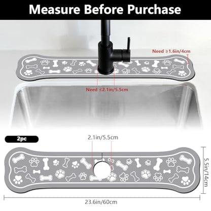 2Pcs Bone Shape Kitchen Sink Splash Guard Faucet Mat Dog Paw Dog Pattern Faucet Mat for Bathroom Kitchen 5.51x23.62In - color: Bone Shape