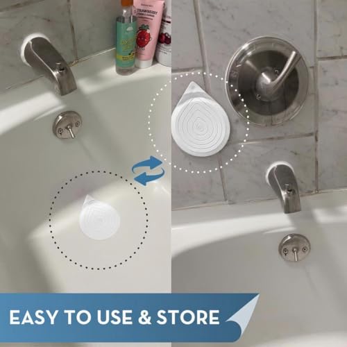 Drain Hair Catcher & Stopper Combo – Tub ShowerRing + StopRing Set for Bathtub & Sink | Stainless Steel Strainer + Silicone Drain Plug | Clog-Free, Universal Fit (White, 2 Pack) - color: White