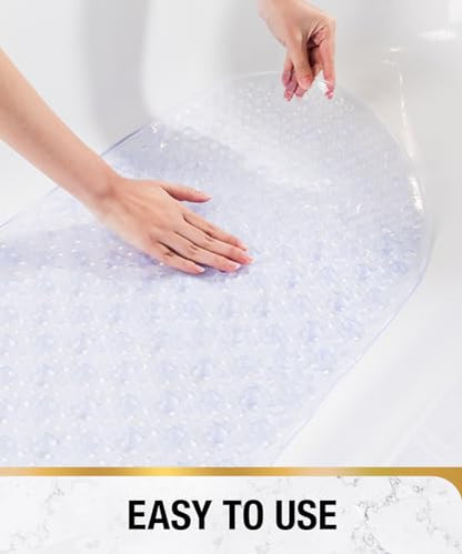 HITSLAM Bathtub Mat Non Slip, 35x16 Inch Bubble Oval Bath Tub Mat for Bathroom, Machine Washable Shower Mat with Suction Cups and Drain Holes, Clear - color: Clear, size: 35" x 16" (Oval)
