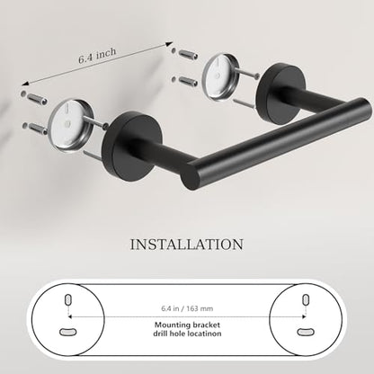 Matte Black Toilet Paper Holder Wall Mount & Towel Holder, Bathroom Hardware Set-SUS304 Stainless Steel Double Post Pivoting Tissue Roll Holder and Hand Towel Ring Set for Bathroom, RV - color: Matte Black