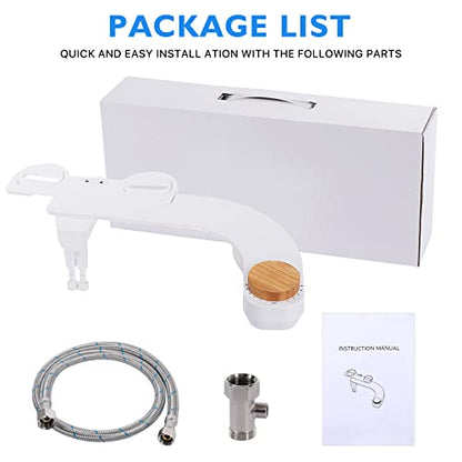 Ultra-Slim Bidet Attachment for Toilet - Dual Nozzle (Frontal & Rear Wash) with Adjustable Cold Water Pressure and Stainless Steel Inlet - Hygienic Solution for Fresh Cleanliness, Easy Install