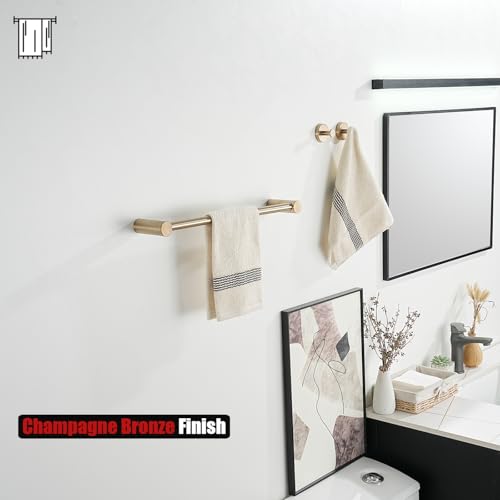 JQK Towel Bar Champagne Bronze, 18.5 Inch 304 Stainless Steel Thicken 0.8mm 2 Pieces Towel Rack Bathroom Wall Mount, Useable Length 16 Inch, TB610L16-CB - color: Champagne Bronze, size: 16.5 Inch