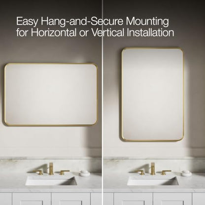 Kohler Essential 24 in. W x 36 in. H Rectangular Framed Wall Mount Bathroom Vanity Mirror in Moderne Brushed Gold - color: Modern Brushed Gold, size: 36"L x 24"W, style: Rectangle