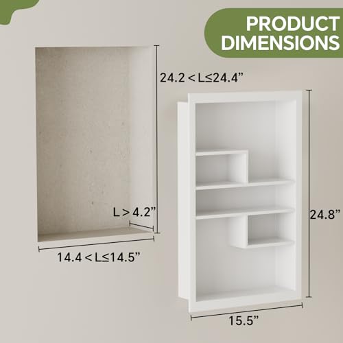14x24 Medicine Cabinet Recessed Stainless Steel, with 5 Compartments Medicine Cabinet Organizer, Stainless Steel Wall Niche, Bathroom Wall Cabinet, Recessed Bathroom Cabinet, White - color: White, size: New Design 3-Tier
