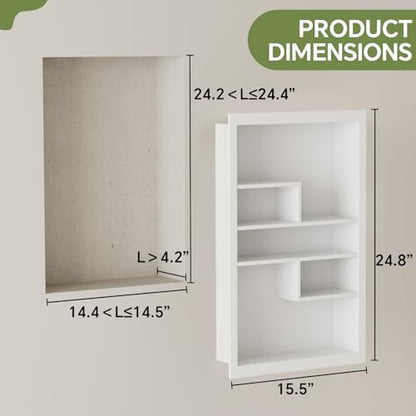 14x24 Medicine Cabinet Recessed Stainless Steel, with 5 Compartments Medicine Cabinet Organizer, Stainless Steel Wall Niche, Bathroom Wall Cabinet, Recessed Bathroom Cabinet, White - color: White, size: New Design 3-Tier