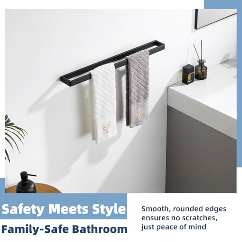Matte Black 22.8" Bath Towel Bar, Rustproof 304 Stainless Steel | Rust-resistant for Bathroom, Shower, Vanity, Kitchen, Low Profile Towel Holder, Heavy Duty Hang, Stable Drilling Wall Mounted - color: Matte Black