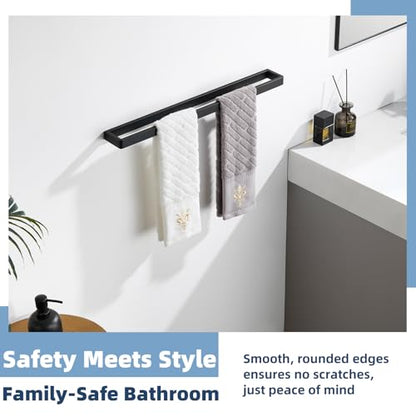 Matte Black 22.8" Bath Towel Bar, Rustproof 304 Stainless Steel | Rust-resistant for Bathroom, Shower, Vanity, Kitchen, Low Profile Towel Holder, Heavy Duty Hang, Stable Drilling Wall Mounted - color: Matte Black
