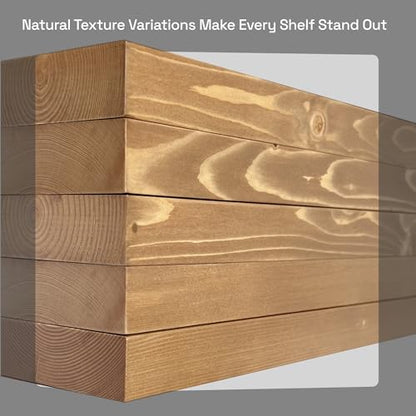 Natural Wood Floating Shelves for Wall 16 Inch Oak, Wooden Bathroom Shelf | Solid Wood, Wall Mounted, Kitchen Bedroom Living Room, Rustic Farmhouse, Natural Oak Finish, 16W × 6.7D, Set of 2 - color: Gold Oak, size: 16 Inch
