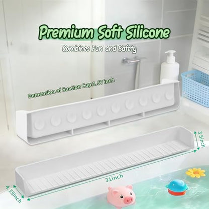 Kids Bathtub Splash Guard, Shelf & Toddler Bath Toy Tray - White | Bathtub Splash Guard PlayPad Shelf Area with Strong Suction Cups, Bathtub Ledge Guard, Fun Bath Time for Toddlers Baby - color: White
