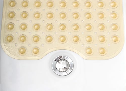 Extra-Long Non-Slip Bathtub & Shower Mat 39”x16” (Smooth/Non-Textured Tubs Only) Safe, Clean, Machine-Washable, Superior Grip&Drainage, Vinyl, Transparent Light Brown - color: Transparent Light Brown, size: 39" x 16" (Rectangular)