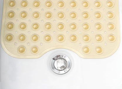 Extra-Long Non-Slip Bathtub & Shower Mat 39”x16” (Smooth/Non-Textured Tubs Only) Safe, Clean, Machine-Washable, Superior Grip&Drainage, Vinyl, Transparent Light Brown - color: Transparent Light Brown, size: 39" x 16" (Rectangular)