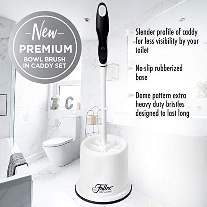 Fuller Brush Toilet Bowl Brush in Caddy Set – 16-Inch Long Handle – Heavy Duty Dome Tufted Bristles, Rubberized Non-Slip Grip, Bathroom, Rim, Trap Cleaner (Pack of 1) - size: 16" Bowl Brush