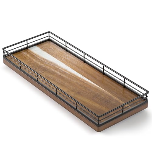 Acacia Wood Bathroom Vanity Tray, 11" L Small Countertop Tray for Dresser, Table, Kitchen Counter, Coffee Bar - color: Acacia, size: 11" x 4.3" x 1.5"