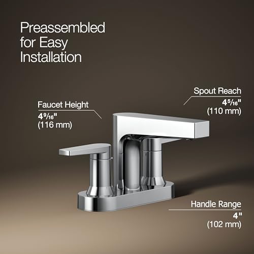 Kohler 97031-4-CP Taut® Centerset Bathroom Sink Faucet, 1.2 gpm, Polished Chrome - color: Polished Chrome