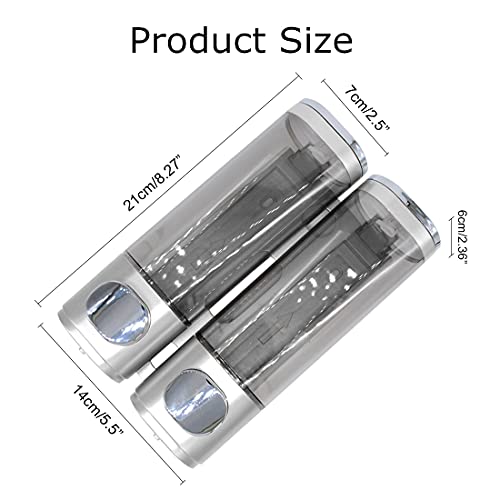 2-Chamber Soap Dispensers Wall Mount,400ml Bathroom Shower Pump Dispenser,Press Manually Lotion Shower Soap Dispenser Usefor Home,Bath,Kitchen,Hotels,Restaurants(Silver) - color: Silver, size: 2 Chamber