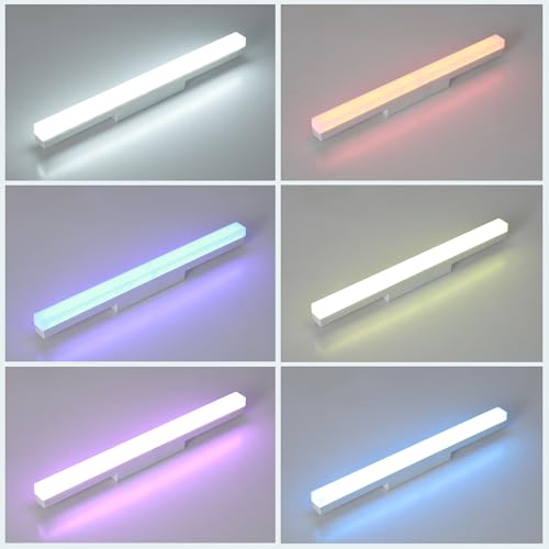 16 Inches Rechargeable Wall Lights Bar,Cold White with RGB | 4000Ma Battery Operated Magnetic LED Vanity Lights For Mirror, Remote Control Color Change Bathroom Makeup Light - color: Cold white and RGB