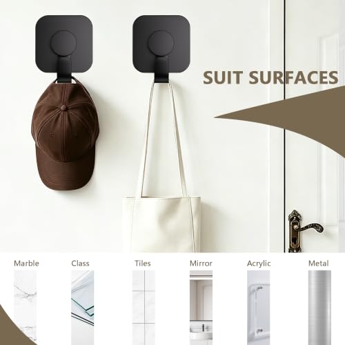 Aikzik 4 Pack Large Heavy Duty Wall Hooks - 26lb Max, Stainless Steel Adhesive Towel Hooks for Hanging Towel, Coat, Robe, Sticky Towel Holder for Wall Mount in Bathroom, Kitchen, Shower, Door - Black - color: Black